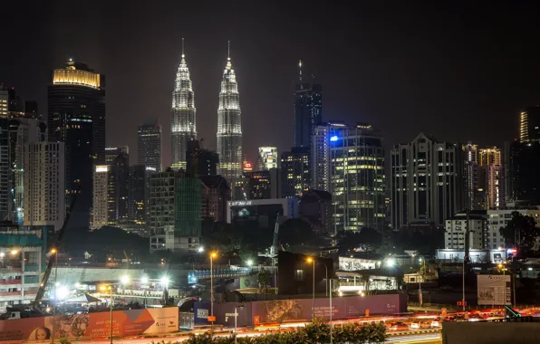 Picture night, the city, beauty, Malaysia, Kuala Lumpur
