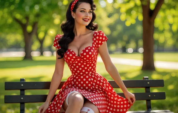 Picture greens, chest, summer, look, girl, light, bench, pose