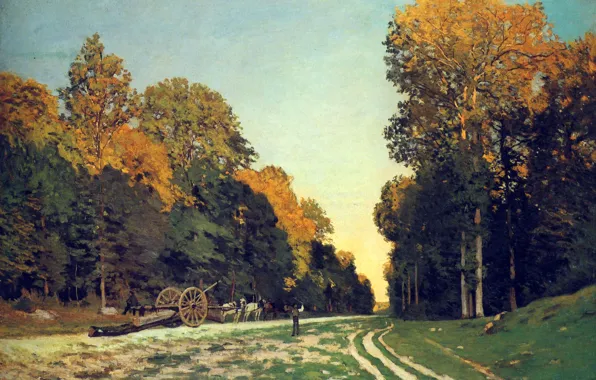 Picture landscape, picture, Claude Monet, The road from Chailly to Fontainebleau