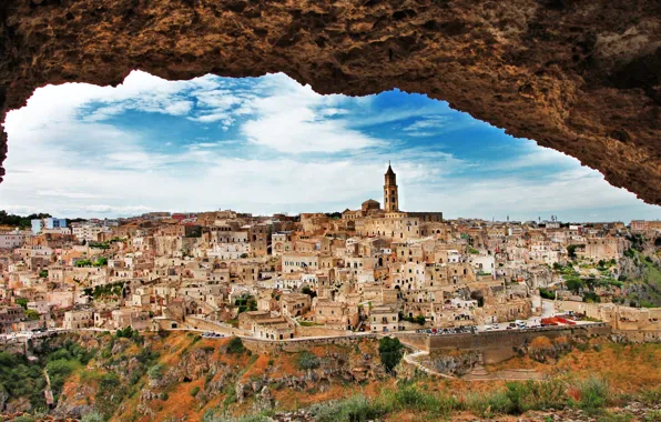 Building, Italy, panorama, Mater, The Sassi of Matera