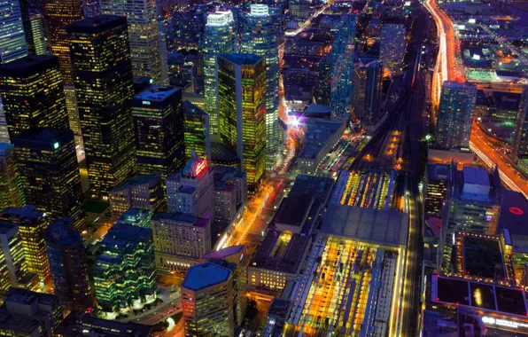 Picture night, lights, home, Canada, panorama, Toronto