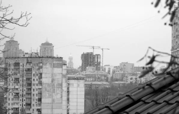 The Church, the roofs of the houses, The view from the balcony