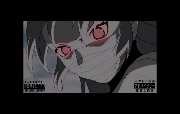 Anime, red eyes, advisory, parental