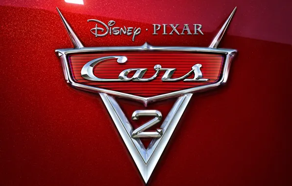 Cartoon, pixar, emblem, chrome, disney, cars 2, cars 2, red mother of pearl