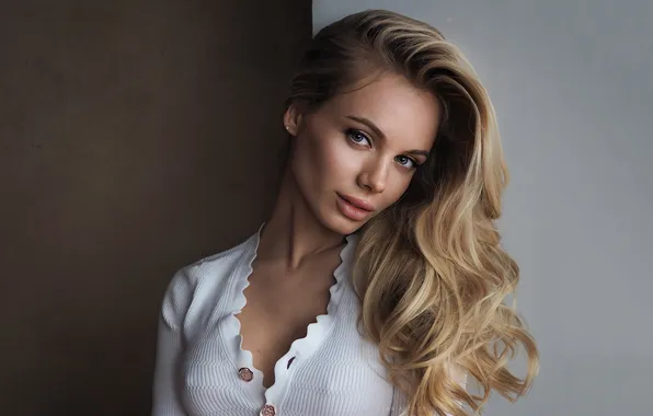 Long hair, eyes, smile, pretty, lips, Stanislav Puchkovsky