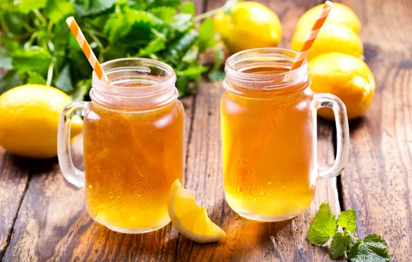 Ice, lemon, ice, summer, mugs, mint, lemons, drink