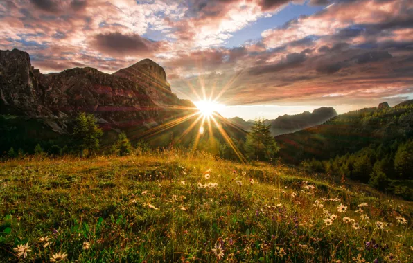 Landscape, sunset, nature, beauty