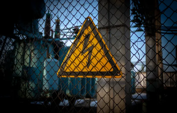 Picture danger, sign, warning, the fence, industry, electricity, attention, current