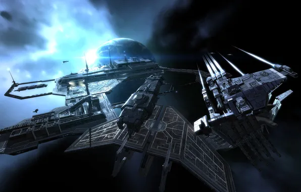 Space, ship, planet, station
