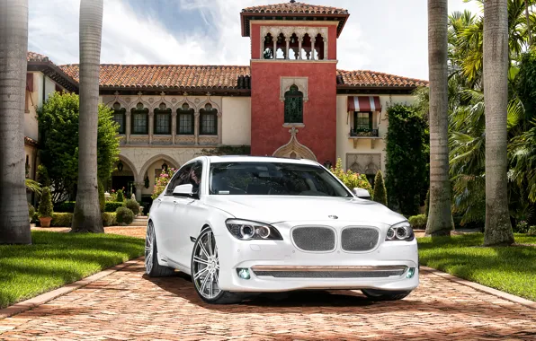White, the sky, trees, house, tuning, BMW, BMW, mansion