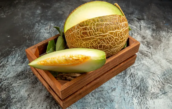 Background, box, slices, slices, composition, melon