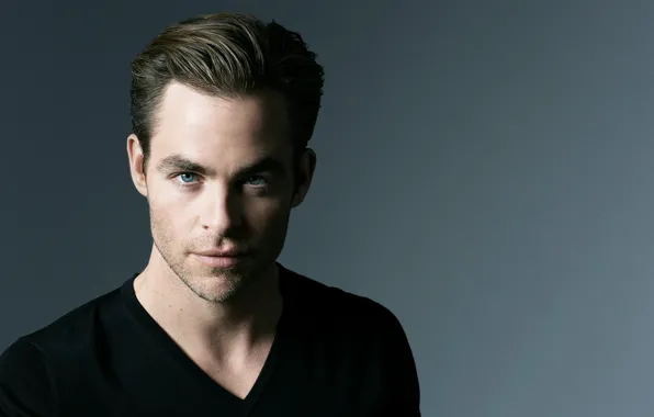 Background, portrait, advertising, actor, Chris Pine, in black, Chris Pine, 2014