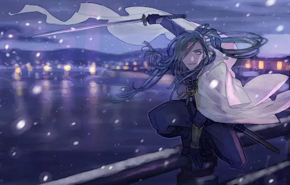 Bridge, sword, guy, Touken ranbu, Dance Of Swords