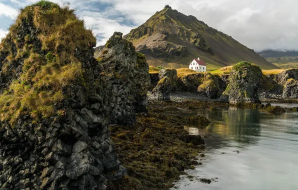Mountain, house, Iceland, Iceland, Arnarstapi