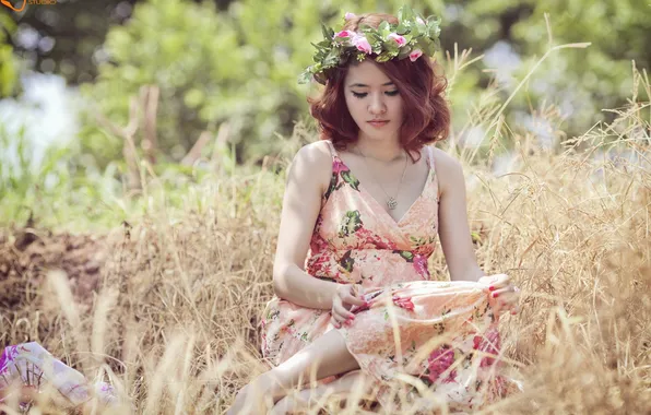 Summer, girl, flowers