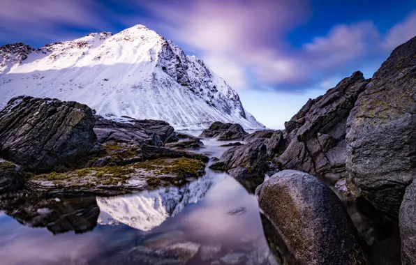 Mountains, stones, Norway, Lofoten