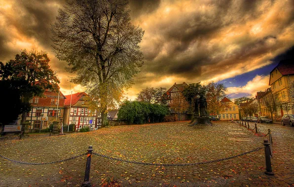 The sky, trees, clouds, home, Germany, Fritzlar