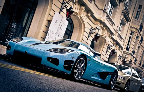 Picture Maserati, Quattroporte, Koenigsegg, Blue, Street, CCXR, Special One, Building