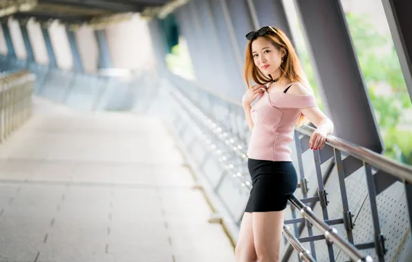 Girl, Asian, cutie, bokeh