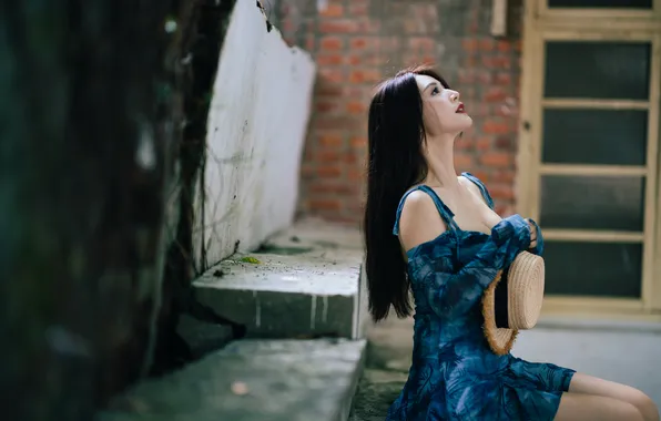 Girl, background, Asian