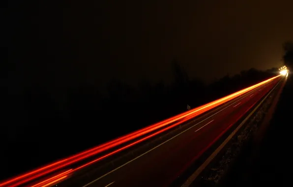 Picture road, light, night, trail