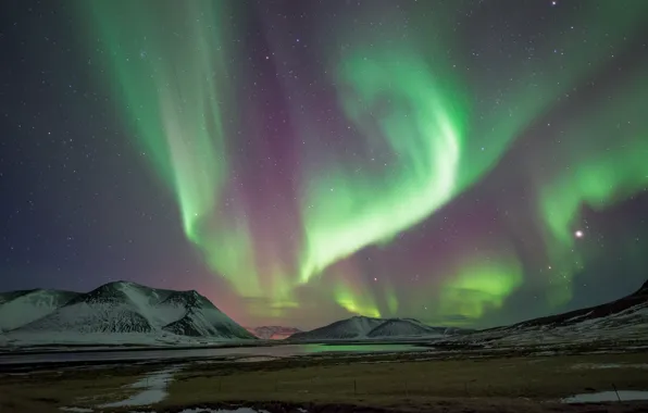Picture stars, mountains, night, spring, Northern lights, Iceland, March, By Conor MacNeill