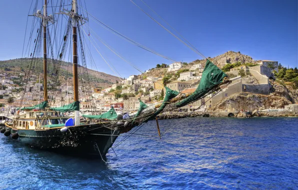 Sea, nature, sailboat, Greece, the ship, Greece