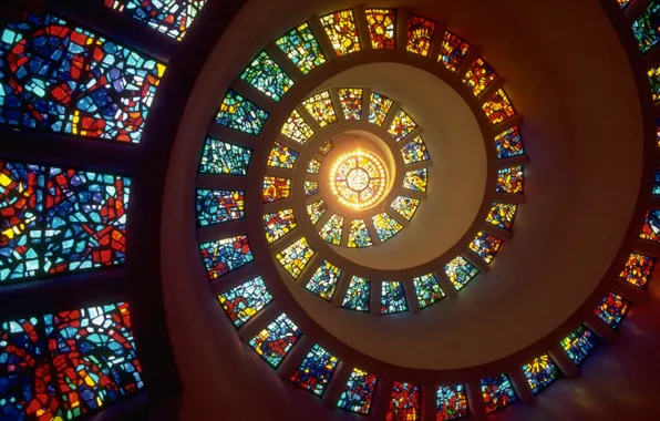 Picture light, Windows, spiral, stained glass