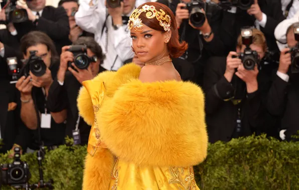 Girl, beauty, outfit, fur, singer, rihanna, the event