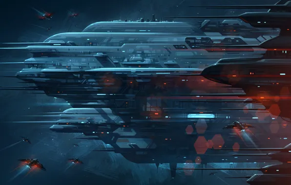 Space, Fantasy, Art, Space, Art, Spaceship, Station, Fiction