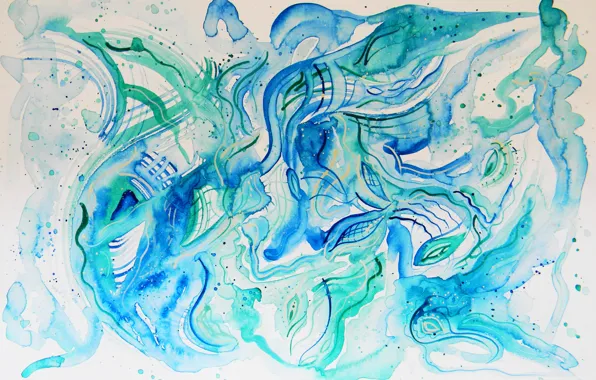 Picture blue, oil, pastel, green, markers, gouache, Watercolor, acrylic