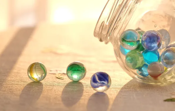 Picture balls, macro, Bank, glass beads