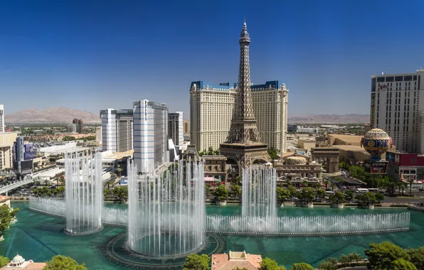Las Vegas, USA, Nevada, fountains, Las Vegas, Nevada, The Strip