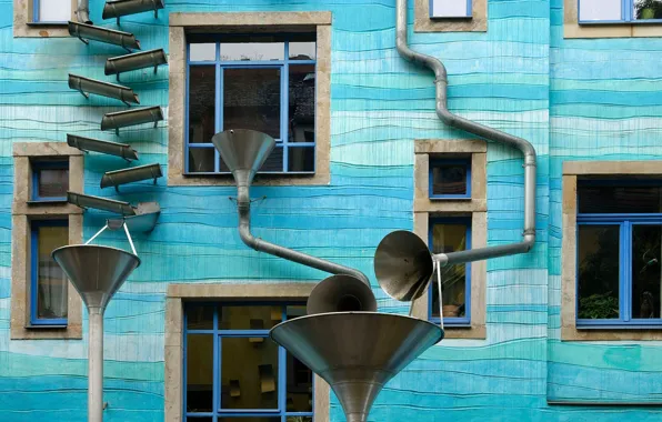 Home, Germany, Dresden, window, pipe, Courtyard of the elements, Kunsthof