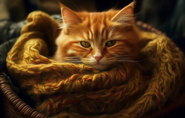 Cat, look, yellow, pose, comfort, kitty, heat, portrait