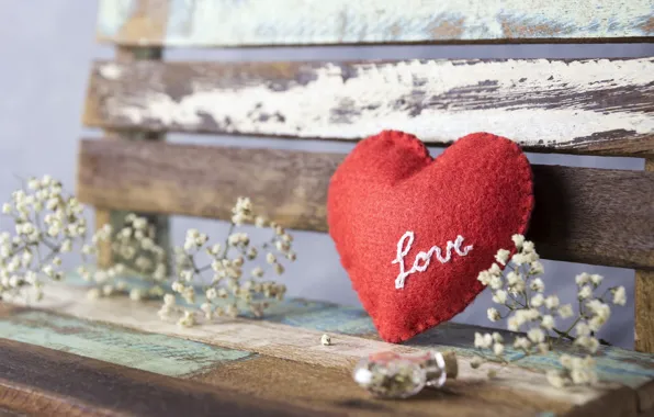 Love, flowers, heart, red, love, vintage, heart, wood