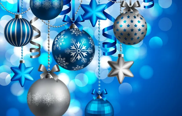 Balls, New Year, Christmas, Christmas, balls, blue, New Year, decoration