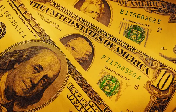 Money, dollars, yellow background