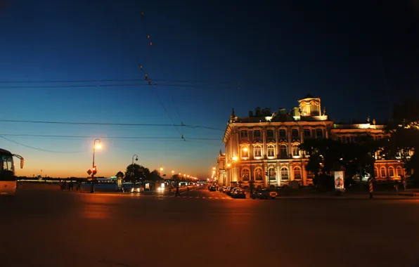 Night, river, Peter, Saint Petersburg, The Hermitage, Russia, Museum, Russia