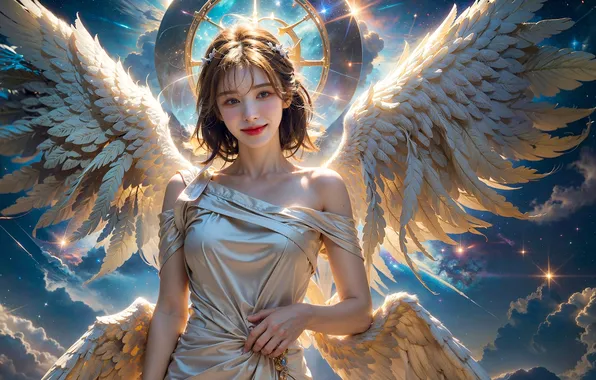 Girl, angel, halo