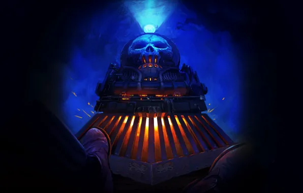 Figure, Skull, Locomotive, Feet, Art, The Death Flyer, Duncan Halleck, by Duncan Halleck