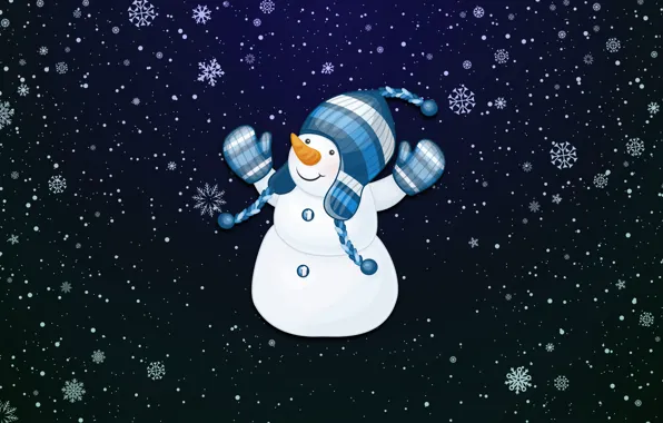Winter, Minimalism, Snow, Background, New year, Holiday, Mood, Snowman