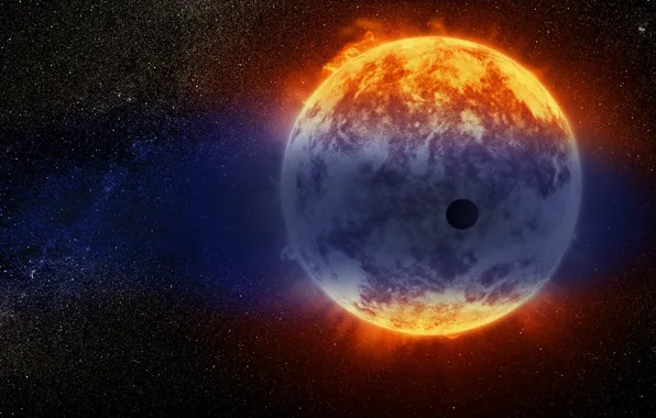 Fire, moon, planet