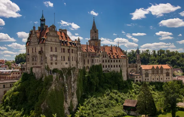 Picture the sky, trees, rock, castle, Germany, Germany, Baden-Württemberg, Baden-Württemberg