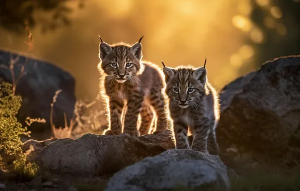 Lynx, a couple, lynx, digital art, the lynx, AI art, neural network, the art of …