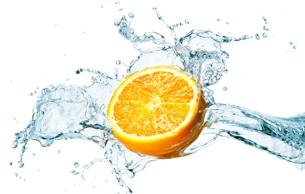 Picture Water, Squirt, Orange, White Background