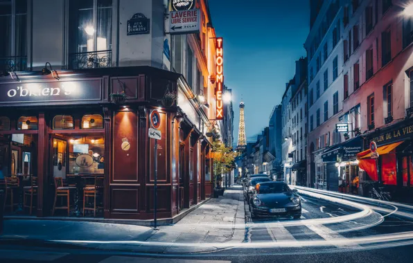 Picture machine, the city, street, France, Paris, building, home, the evening