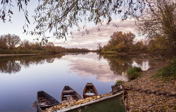 Picture landscape, boat, calm, silence, river