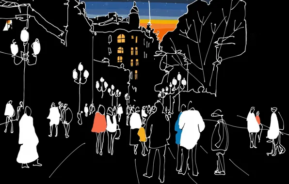 The city, street, figure