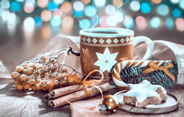 Picture coffee, Christmas, spices, gingerbread, Anya Ivanova